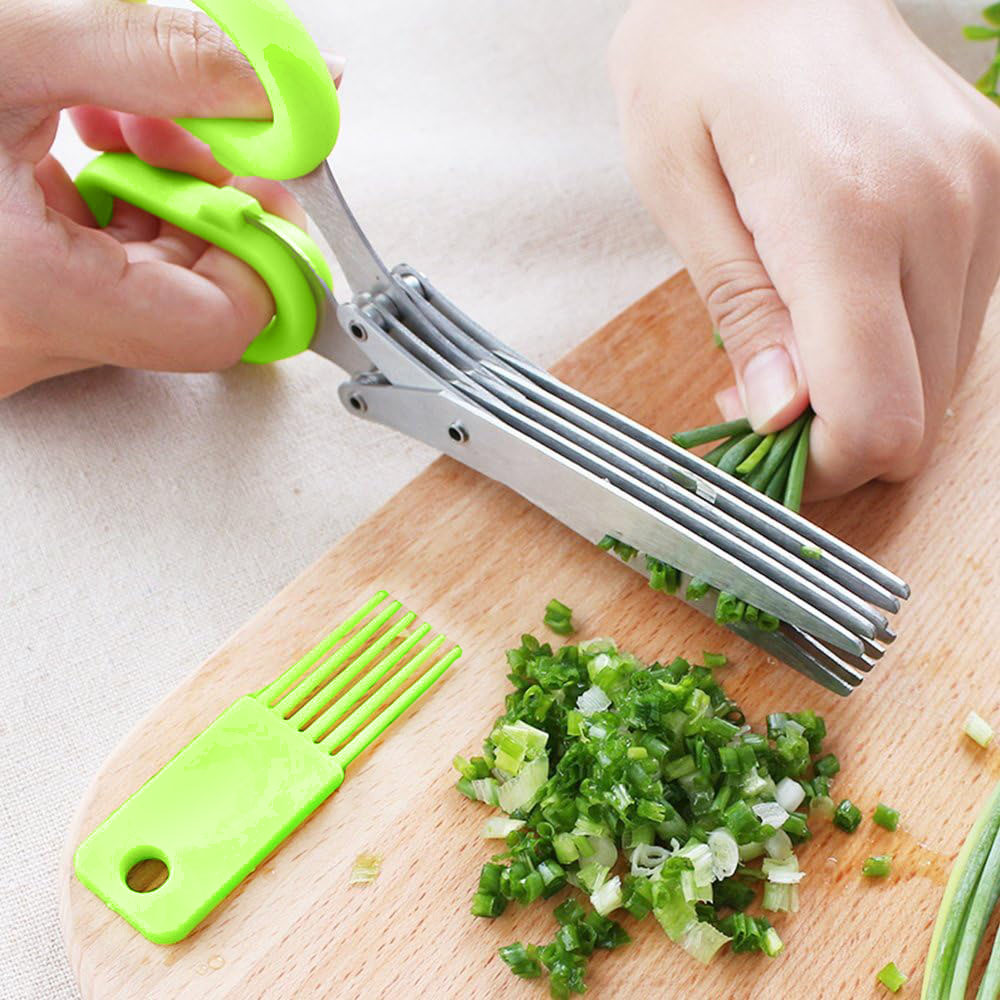 Kitchen Appliances Cooking - กรรไกรครัวอเนกประสงค์สแตนเลส 3/5 ชั้น สำหรับหั่นพริก ซอยต้นหอม เครื่องมือทำอาหาร