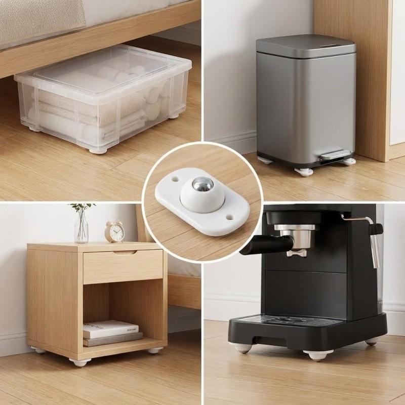 Kitchen Appliances White - 8 ชิ้น ล้อเลื่อนแบบมีกาวในตัว ลูกกลิ้งสำหรับเครื่องใช้ไฟฟ้า ตัวเลื่อนสำหรับเครื่องใช้ไฟฟ้าในครัว 360