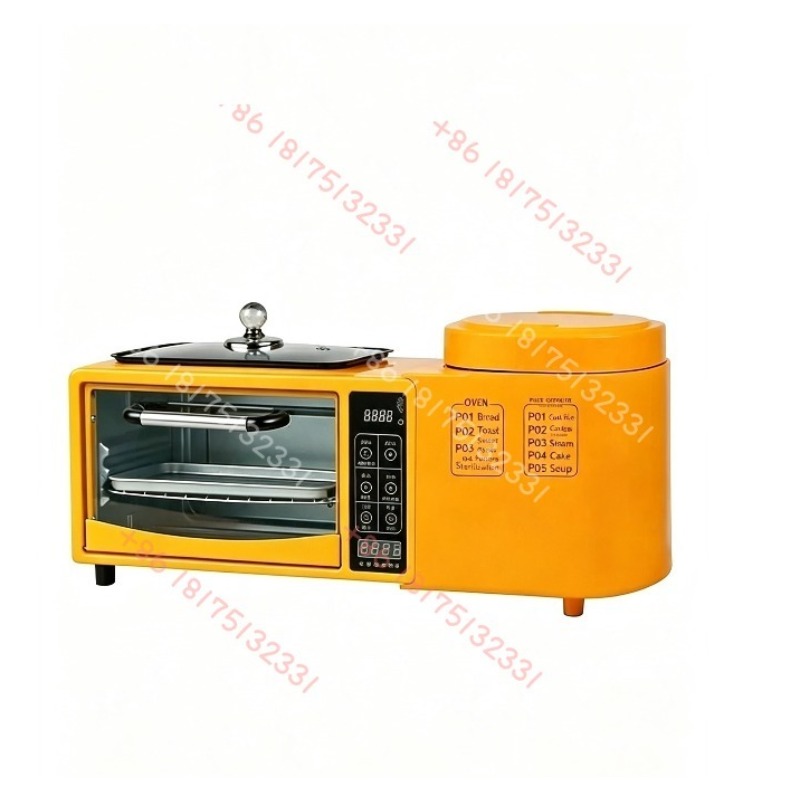 Hot Pot Electric - เครื่องทำอาหารเช้าอเนกประสงค์ 4-in-1 เตาอบไฟฟ้าในครัวเรือน เครื่องปิ้งขนมปัง เครื่องทำแซนด์วิช หม้อไฟฟ้าทอด