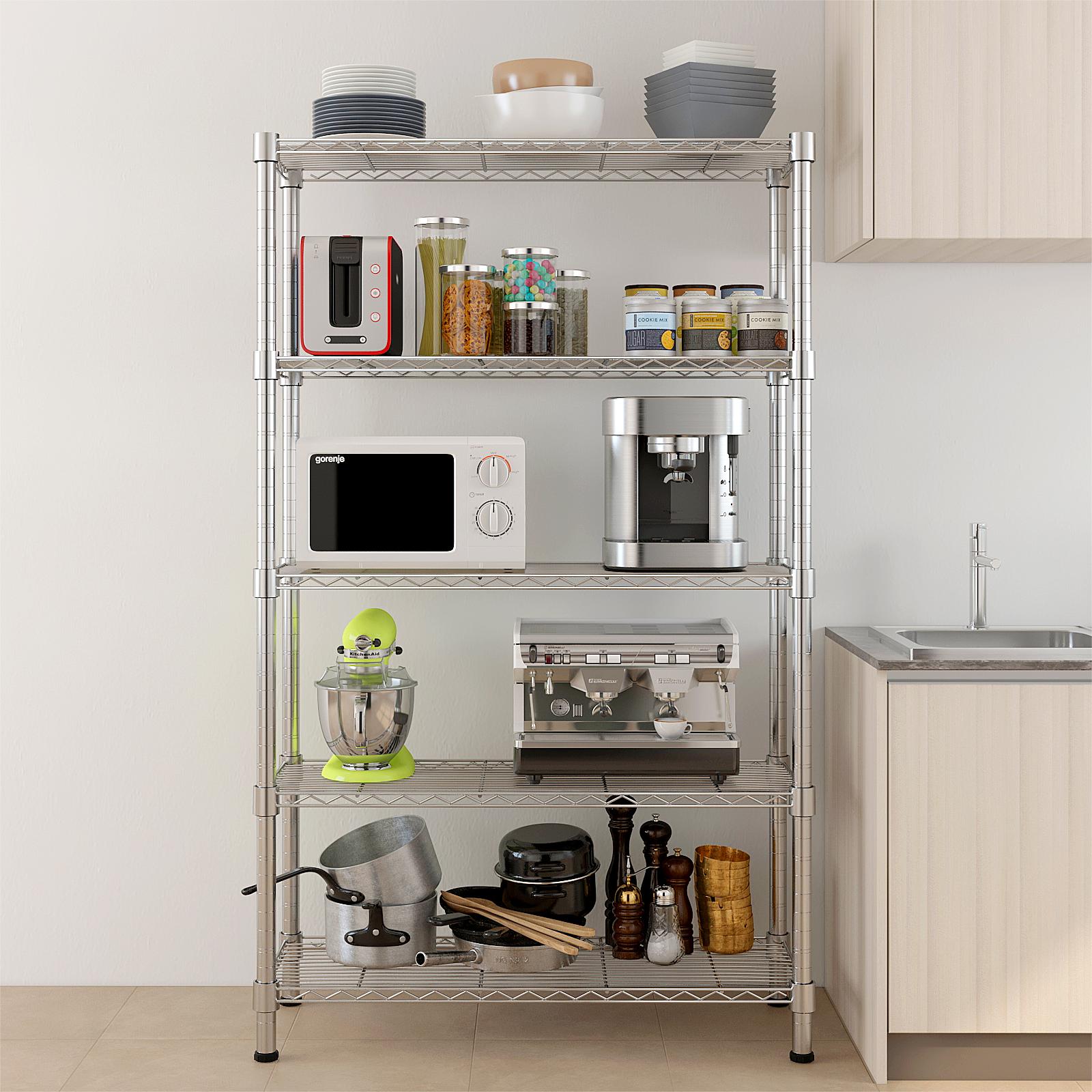 ชั้นวางของ 5 ชั้น สีเงิน โครงเ - Kitchen Appliances Warehouse บทวิจารณ์และราคา